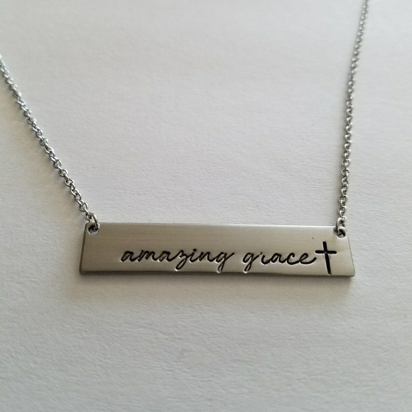 Jewelry - Silver Necklace "Amazing Grace" Bar